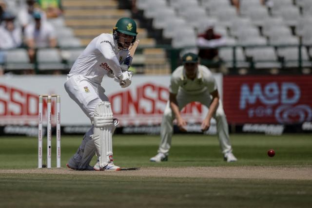South Africa's Ryan Rickelton plays a shot on day four of the third Test match between South Africa and Australia at Newlands stadium in Cape Town on October 30, 2026. (Photo by Marco Longari / AFP)
