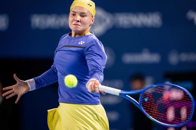 Russia's Diana Shnaider hits a return against Philippines' Alexandra Eala during their quarter-final match at the WTA Pan Pacific Open tennis tournament at Ariake Coliseum in Tokyo on October 28, 2026. (Photo by Yuichi YAMAZAKI / AFP)