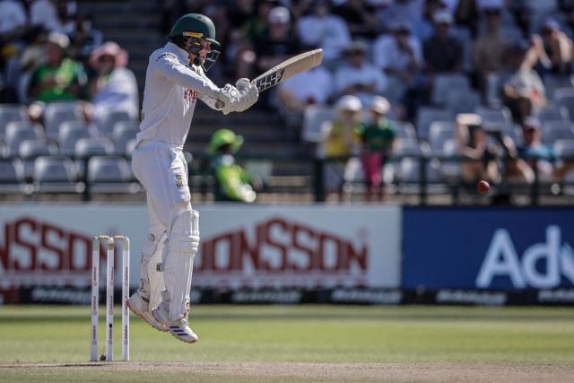 South Africa's Ryan Rickelton plays a shot on day four of the third Test match between South Africa and Australia at Newlands stadium in Cape Town on October 30, 2026. (Photo by Marco Longari / AFP)