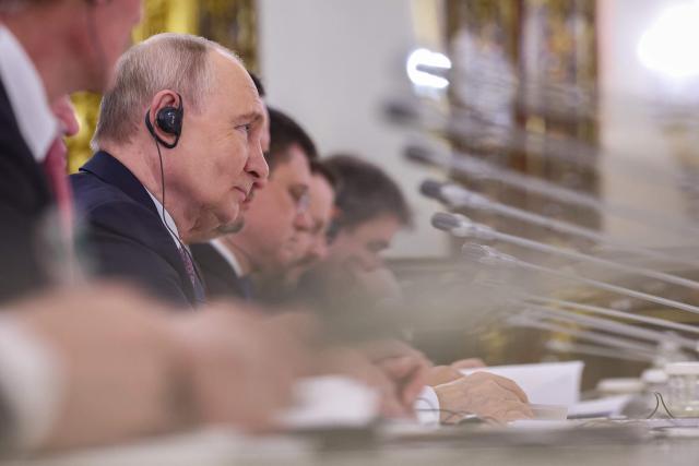Russia's President Vladimir Putin attends a meeting with his Eritrean counterpart on the sidelines of the Russia-Africa summit in Moscow on October 30, 2026. (Photo by MAXIM SHIPENKOV / POOL / AFP)
