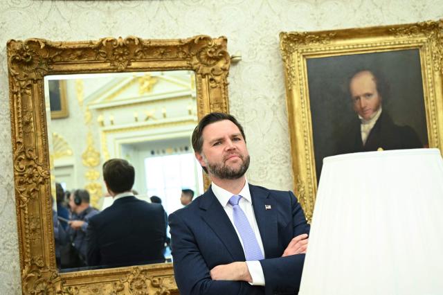 US Vice President JD Vance listens to US President Donald Trump as he hosts Stephen Hubbard in the Oval Office of the White House in Washington, DC, on October 30, 2026. Hubbard, a retired US teacher, returned to the United States on October 22, 2026, after being released by Russia following four years in Russian prison. He was sentenced to almost seven years in prison, accused of acting as a "mercenary" for Kyiv. He denies the charges. (Photo by Alex WROBLEWSKI / AFP)
