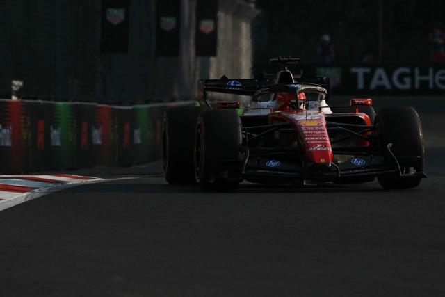 Ferrari's Monegasque driver Charles Leclerc races during the second practice session of the Mexico City Formula One Grand Prix at the Hermanos Rodriguez racetrack in Mexico City on October 30, 2026. (Photo by Yuri CORTEZ / AFP)