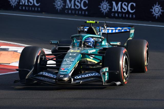 Aston Martin's Spanish driver Fernando Alonso races during the second practice session of the Mexico City Formula One Grand Prix at the Hermanos Rodriguez racetrack in Mexico City on October 30, 2026. (Photo by Alfredo ESTRELLA / AFP)