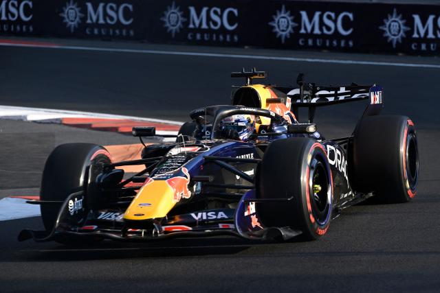 Red Bull Racing's Dutch driver Max Verstappen races during the second practice session of the Mexico City Formula One Grand Prix at the Hermanos Rodriguez racetrack in Mexico City on October 30, 2026. (Photo by Alfredo ESTRELLA / AFP)