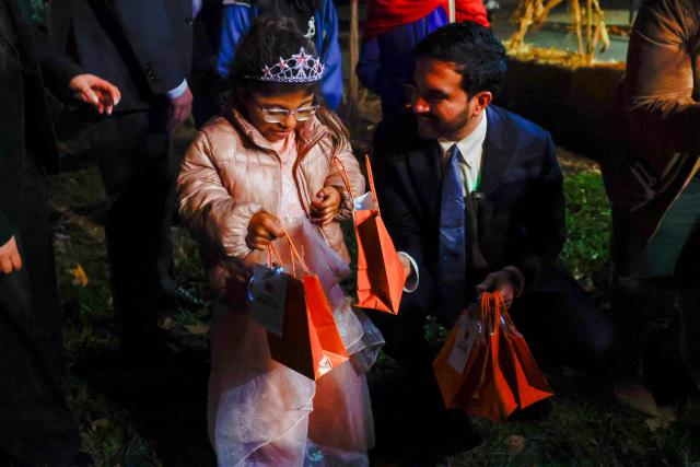 New York City Mayor Zohran Mamdani participates in a Halloween event with kids at Bowne Park in Queens, New York, on October 30, 2026. (Photo by Jeenah Moon / POOL / AFP)