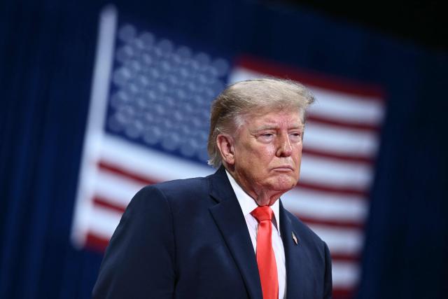 US President Donald Trump speaks at a midterm campaign rally at the Ocean Center in Daytona Beach, Florida on October 30, 2026. (Photo by Brendan SMIALOWSKI / AFP)