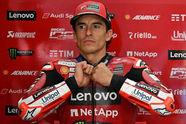 Ducati Lenovo Team's Spanish rider Marc Marquez gets ready before the second free practice session of the MotoGP Malaysian Grand Prix at the Sepang International Circuit in Sepang on October 31, 2026. (Photo by MOHD RASFAN / AFP)