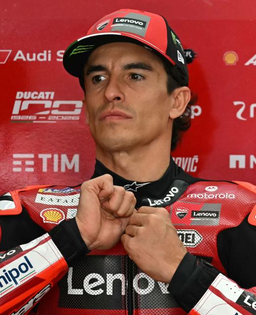 Ducati Lenovo Team's Spanish rider Marc Marquez gets ready before the second free practice session of the MotoGP Malaysian Grand Prix at the Sepang International Circuit in Sepang on October 31, 2026. (Photo by MOHD RASFAN / AFP)