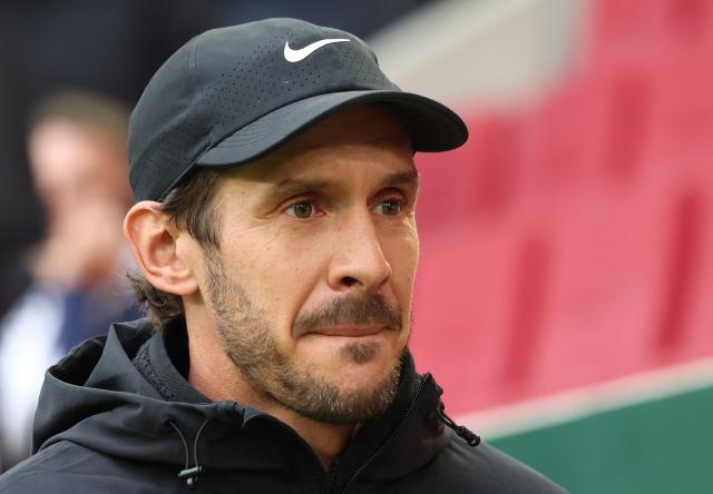 Freiburg's German head coach Julian Schuster is pictured prior to the German first division Bundesliga football match between FC Augsburg and SC Freiburg in Augsburg, southern Germany on October 31, 2026. (Photo by Karl-Josef HILDENBRAND / AFP) / DFL REGULATIONS PROHIBIT ANY USE OF PHOTOGRAPHS AS IMAGE SEQUENCES AND/OR QUASI-VIDEO