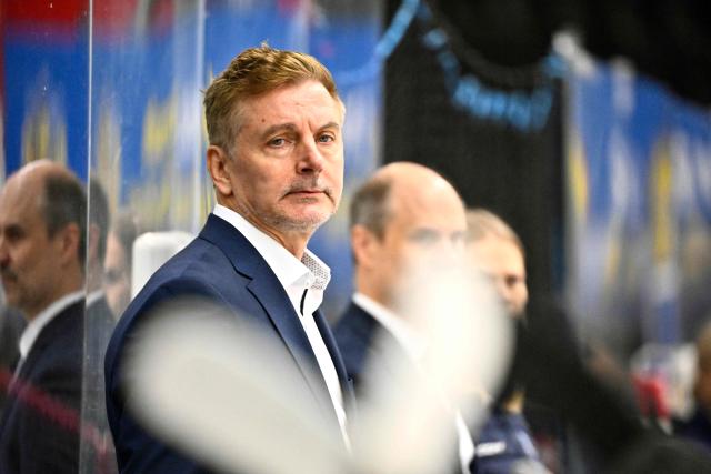 Finland's national coach Tero Lehterä looks on during the Women's "Euro Ice Hockey Tour" ice hockey match between Sweden and Finland at Scaniarinken in Sodertalje, Sweden on October 31, 2026. (Photo by Viktoria BANK / TT News Agency / AFP) / Sweden OUT