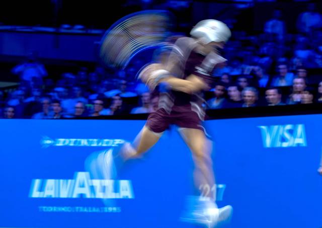 Australia’s Alex de Minaur returns the ball to Germany's Alexander Zverev (not pictured) during the semi-final match at the Erste Bank Open 2026 ATP 500 tennis tournament in Vienna, Austria, on October 31, 2026. (Photo by Joe Klamar / AFP)