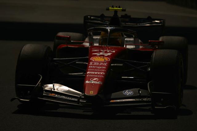 Ferrari's British driver Lewis Hamilton races during the third practice session of the Mexico City Formula One Grand Prix at the Hermanos Rodriguez racetrack in Mexico City on October 31, 2026. (Photo by CARL DE SOUZA / AFP)