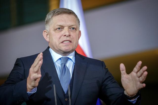 FILED - 24 January 2024, Berlin: Slovakia's Prime Minister Robert Fico speaks during a press conference in Berlin. Photo: Kay Nietfeld/dpa