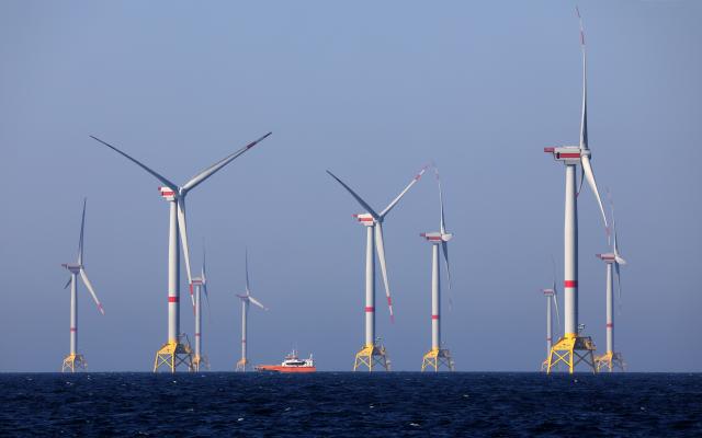 FILED - 16 April 2019, Sassnitz: The "Wikinger" wind farm in the Baltic Sea off the island of Ruegen. Sweden has cancelled 13 planned offshore wind farms in the Baltic Sea on security grounds. Photo: Bernd Wüstneck/ZB/dpa