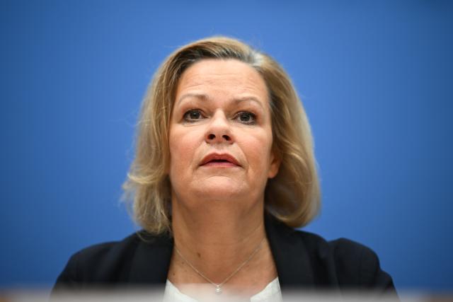 FILED - 19 November 2024, Berlin: German Minister of the Interior and Home Affairs Nancy Faeser, is pictured at the Federal Press Conference Center. Photo: Sebastian Gollnow/dpa