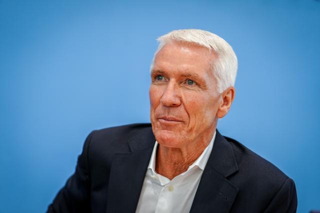 FILED - 28 August 2024, Berlin: Bitkom President Ralf Wintergerst gives a press conference on the economic protection report in Berlin. Wintergerst said that digital sovereignty does not mean that Germany must do everything itself in the digital sector. Photo: Kay Nietfeld/dpa