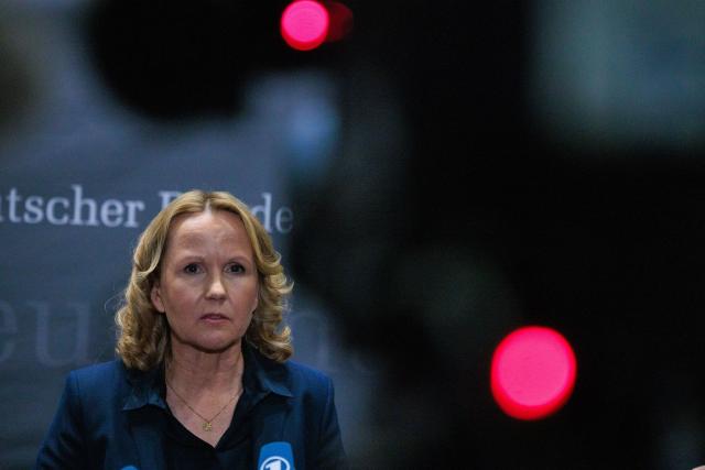 15 January 2025, Berlin: German Minister for the Environment, Nature Conservation, Nuclear Safety and Consumer Protection Steffi Lemke gives a press statement after her hearing at the meeting of the committee of inquiry into the nuclear phase-out. Photo: Carsten Koall/dpa