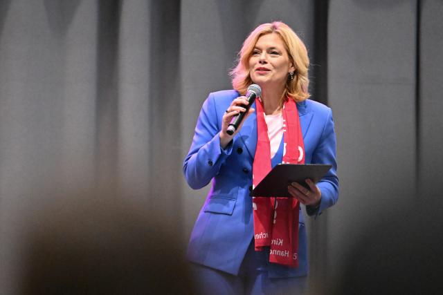 03 May 2025, Lower Saxony, Hanover: Bundestag President Julia Kloeckner speaks at the German Protestant Church Congress 2025 on the Bible text Matthew 28:1-10. Photo: Swen Pförtner/dpa