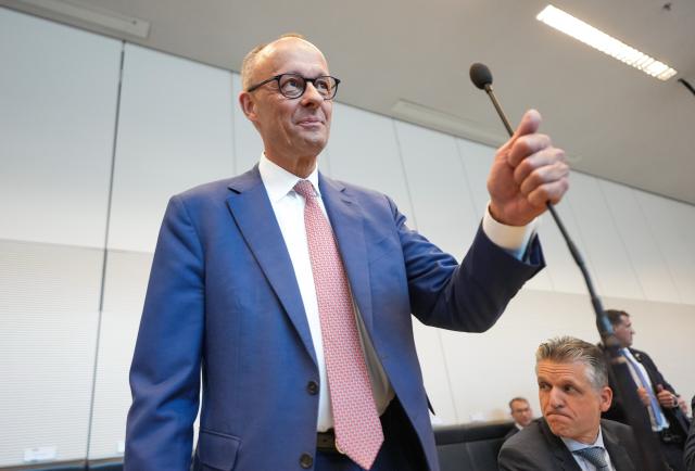 05 May 2025, Berlin: Friedrich Merz, CDU federal chairman, speaks during the Christian Democratic Union (CDU)/Christian Social Union (CSU) parliamentary group meeting in Berlin. Photo: Michael Kappeler/dpa
