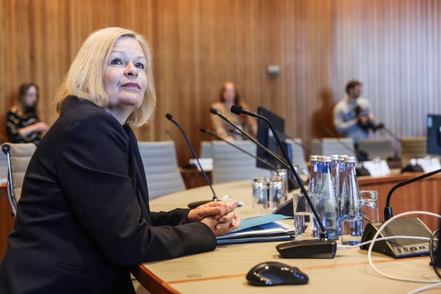 09 May 2025, North Rhine-Westphalia, Duesseldorf: Former German Interior Minister Nancy Faeser attends the meeting of the terrorism investigation committee in the North Rhine-Westphalian state parliament, where she appears as the main witness in the inquiry into the Solingen terrorist attack. Photo: Oliver Berg/dpa