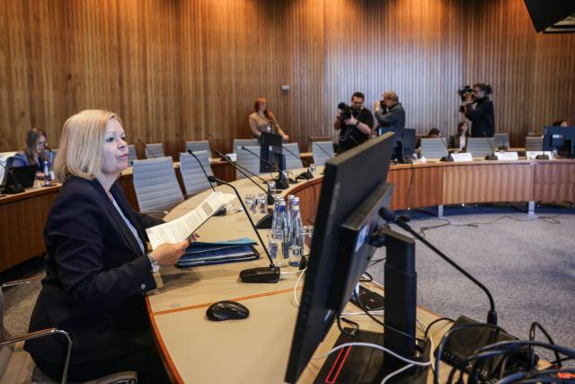 09 May 2025, North Rhine-Westphalia, Duesseldorf: Former German Interior Minister Nancy Faeser attends the meeting of the terrorism investigation committee in the North Rhine-Westphalian state parliament, where she appears as the main witness in the inquiry into the Solingen terrorist attack. Photo: Oliver Berg/dpa