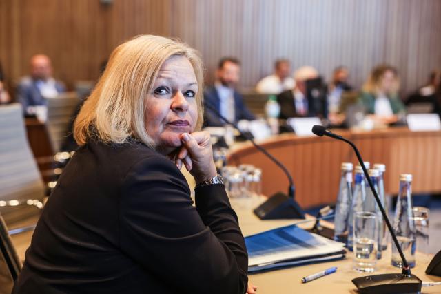 09 May 2025, North Rhine-Westphalia, Duesseldorf: Former German Interior Minister Nancy Faeser attends the meeting of the terrorism investigation committee in the North Rhine-Westphalian state parliament, where she appears as the main witness in the inquiry into the Solingen terrorist attack. Photo: Oliver Berg/dpa