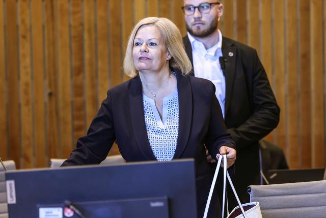 09 May 2025, North Rhine-Westphalia, Duesseldorf: Former German Interior Minister Nancy Faeser attends the meeting of the terrorism investigation committee in the North Rhine-Westphalian state parliament, where she appears as the main witness in the inquiry into the Solingen terrorist attack. Photo: Oliver Berg/dpa