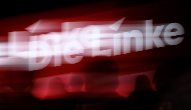 10 May 2025, Saxony, Chemnitz: Delegates sit under the logo of the Die Linke (The Left) party at their conference in Chemnitz. A key motion titled "We are the hope" is being discussed, with the party aiming to succeed in upcoming local and state elections and reach 150,000 members within four years. Photo: Hendrik Schmidt/dpa