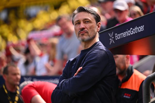 11 May 2025, North Rhine-Westphalia, Leverkusen: Dortmund head coach Niko Kovac stands on the touchline during the German Bundesliga soccer match between Bayer Leverkusen and Borussia Dortmund at BayArena. Photo: Marius Becker/dpa - IMPORTANT NOTICE: DFL and DFB regulations prohibit any use of photographs as image sequences and/or quasi-video.