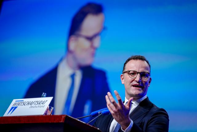 12 May 2025, Berlin: Jens Spahn, Chairman of the Christian Democratic Union (CDU)/ Christian Social Union (CSU) parliamentary group in the Bundestag, speaks at the Economic Day of the CDU Economic Council. Photo: Kay Nietfeld/dpa