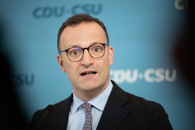 13 May 2025, Berlin: Jens Spahn, leader of the CDU/CSU parliamentary group in the German Bundestag, speaks during a statement before parliamentary group meetings. Photo: Sebastian Christoph Gollnow/dpa