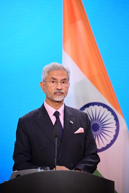 23 May 2025, Berlin: India's Foreign Minister Subrahmanyam Jaishankar attends a joint press conference with German Foreign Minister Johann Wadephul at the Federal Foreign Office in Berlin. Photo: Sebastian Christoph Gollnow/dpa
