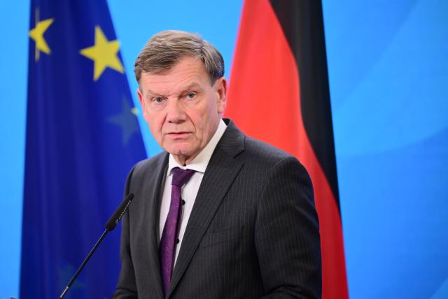23 May 2025, Berlin: German Foreign Minister Johann Wadephul speaks during a joint press conference with India's Foreign Minister Subrahmanyam Jaishankar, at the Federal Foreign Office in Berlin. Photo: Sebastian Christoph Gollnow/dpa