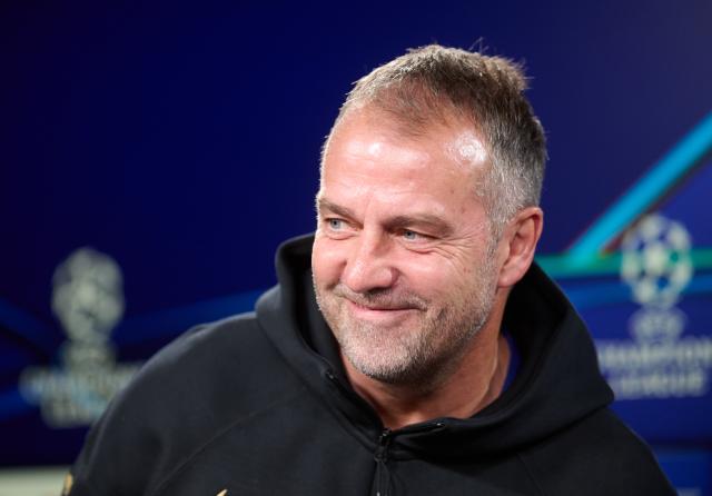 FILED - 14 April 2025, North Rhine-Westphalia, Dortmund: Coach Hansi Flick attends the Team's press conference ahead of the UEFA Champions league soccer match against Borussia Dortmund. Flick has set his side the target of winning the Champions League next season. Photo: Bernd Thissen/dpa