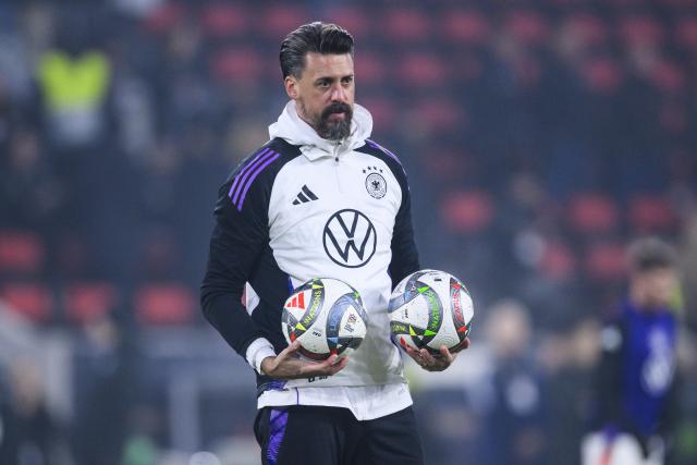 FILED - 16 November 2024, Baden-Wuerttemberg, Freiburg im Breisgau: Germany assistant coach Sandro Wagner in action prior to the start of the UEFA Nations League A soccer match between Germany and Bosnia-Herzegovina at Europa-Park Stadium. Augsburg has signed Sandro Wagner, current assistant to national football coach Julian Nagelsmann, as its new coach, the club confirmed to dpa on Tuesday. Photo: Tom Weller/dpa