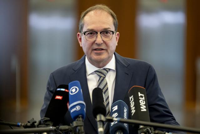 02 June 2025, Berlin: Alexander Dobrindt, German Minister of the Interior, makes a press statement in Berlin. Photo: Fabian Sommer/dpa