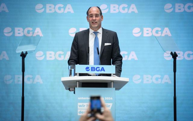FILED - 02 October 2024, Berlin: Dirk Jandura, president of the German foreign trade association (BGA) speaks at the opening of the Entrepreneurs' Day 2024. Photo: Bernd von Jutrczenka/dpa