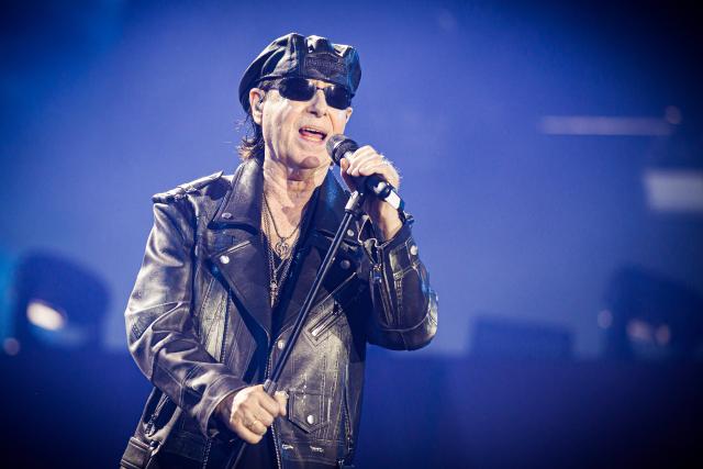 05 July 2025, Lower Saxony, Hanover: Klaus Meine from the rock band Scorpions perform on stage during their concert in the Heinz-von-Heiden-Arena. The Scorpions celebrate the 60th anniversary of their band with a sold-out stadium concert in their hometown of Hanover. Photo: Moritz Frankenberg/dpa