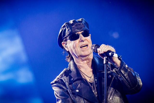 05 July 2025, Lower Saxony, Hanover: Klaus Meine from the rock band Scorpions performs on stage during their concert in the Heinz-von-Heiden-Arena. The Scorpions celebrate the 60th anniversary of their band with a sold-out stadium concert in their hometown of Hanover. Photo: Moritz Frankenberg/dpa