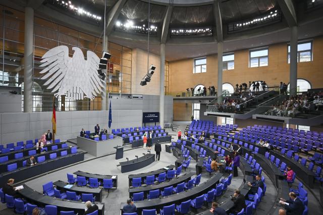 09 July 2025, Berlin: View of the plenary chamber before the general debate on the budget in the Bundestag plenary. The general debate is the highlight of the budget week in the Bundestag. Photo: Katharina Kausche/dpa