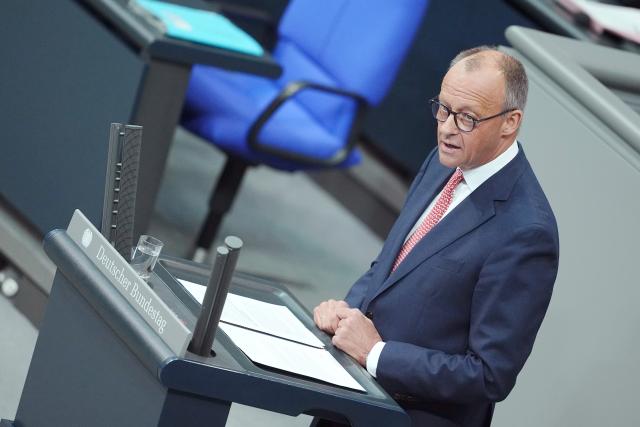 09 July 2025, Berlin: German Chancellor Friedrich Merz speaks in the general debate on the budget in the plenary session of the Bundestag. The general debate is the highlight of the budget week in the Bundestag. Photo: Kay Nietfeld/dpa