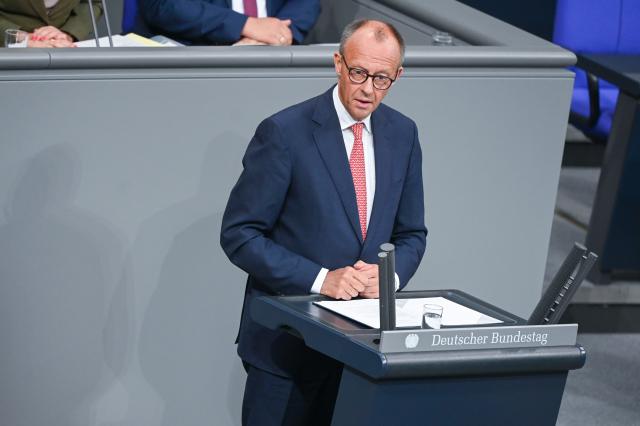 09 July 2025, Berlin: German Chancellor Friedrich Merz speaks in the general debate on the budget in the plenary session of the Bundestag. The general debate is the highlight of the budget week in the Bundestag. Photo: Katharina Kausche/dpa