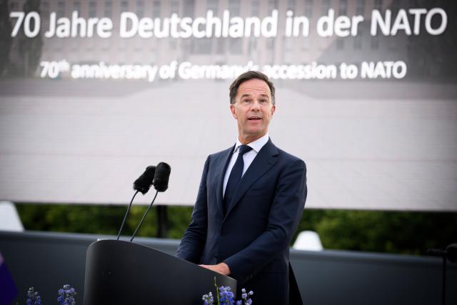 09 July 2025, Berlin: NATO Secretary General Mark Rutte speaks at the ceremony "70 years of Germany in NATO" in the cour d'honneur of the Bendlerblock, the seat of the Federal Ministry of Defense. Germany officially joined NATO as its 15th member on May 6, 1955. Photo: Bernd von Jutrczenka/dpa