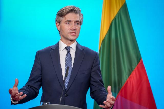 FILED - 20 January 2025, Berlin: Lithuania's Foreign Minister Kestutis Budrys speaks during a press conference at the German Foreign Office. Photo: Kay Nietfeld/dpa