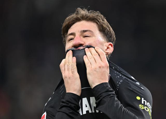 FILED - 29 March 2025, Hesse, Frankfurt/Main: Stuttgart's Angelo Stiller reacts after the German Bundesliga soccer match between Eintracht Frankfurt and VfB Stuttgart at Deutsche Bank Park. Photo: Arne Dedert/dpa
