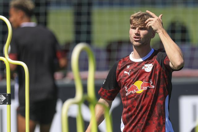 12 August 2025, Saxony, Leipzig: RB Leipzig's Timo Werner takes part in the team's training at the Red Bull Academy. Photo: Jan Woitas/dpa