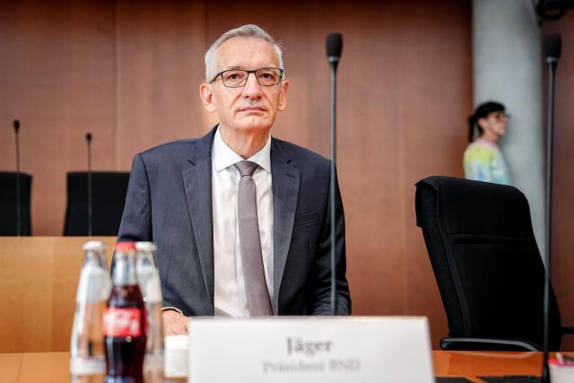 13 October 2025, Berlin: President of the Federal Intelligence Service Martin Jaeger takes part in the public hearing of the presidents of the intelligence services by the Bundestag's Parliamentary Control Committee. Photo: Kay Nietfeld/dpa