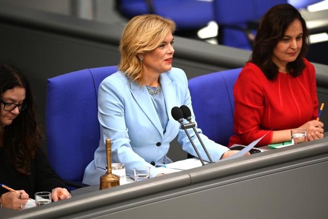 17 October 2025, Berlin: Julia Kloeckner (C), President of the Bundestag, speaks in the Bundestag. Among other things, the Bundestag discusses the modernization agenda for the state and administration, the report of the Commissioner for Eastern Germany and the BAfoeG reform. Photo: Niklas Graeber/dpa