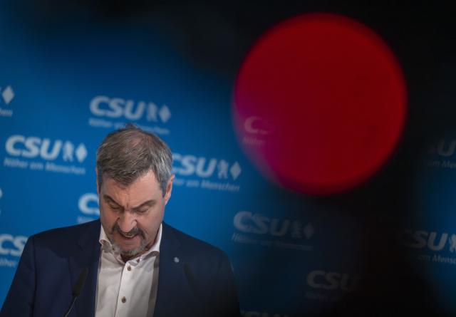 20 October 2025, Bavaria, Munich: Markus Soeder, Chairman of the Christian Social Union (CSU) and Minister President of Bavaria, attends a press conference at the CSU headquarters following the executive committee meeting. Photo: Peter Kneffel/dpa