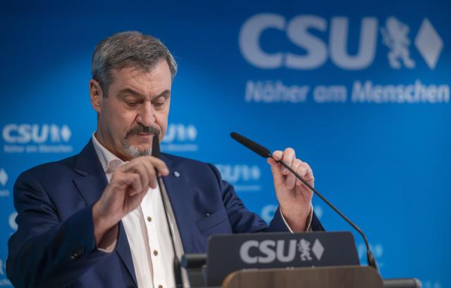20 October 2025, Bavaria, Munich: Markus Soeder, Chairman of the Christian Social Union (CSU) and Minister President of Bavaria, attends a press conference at the CSU headquarters following the executive committee meeting. Photo: Peter Kneffel/dpa